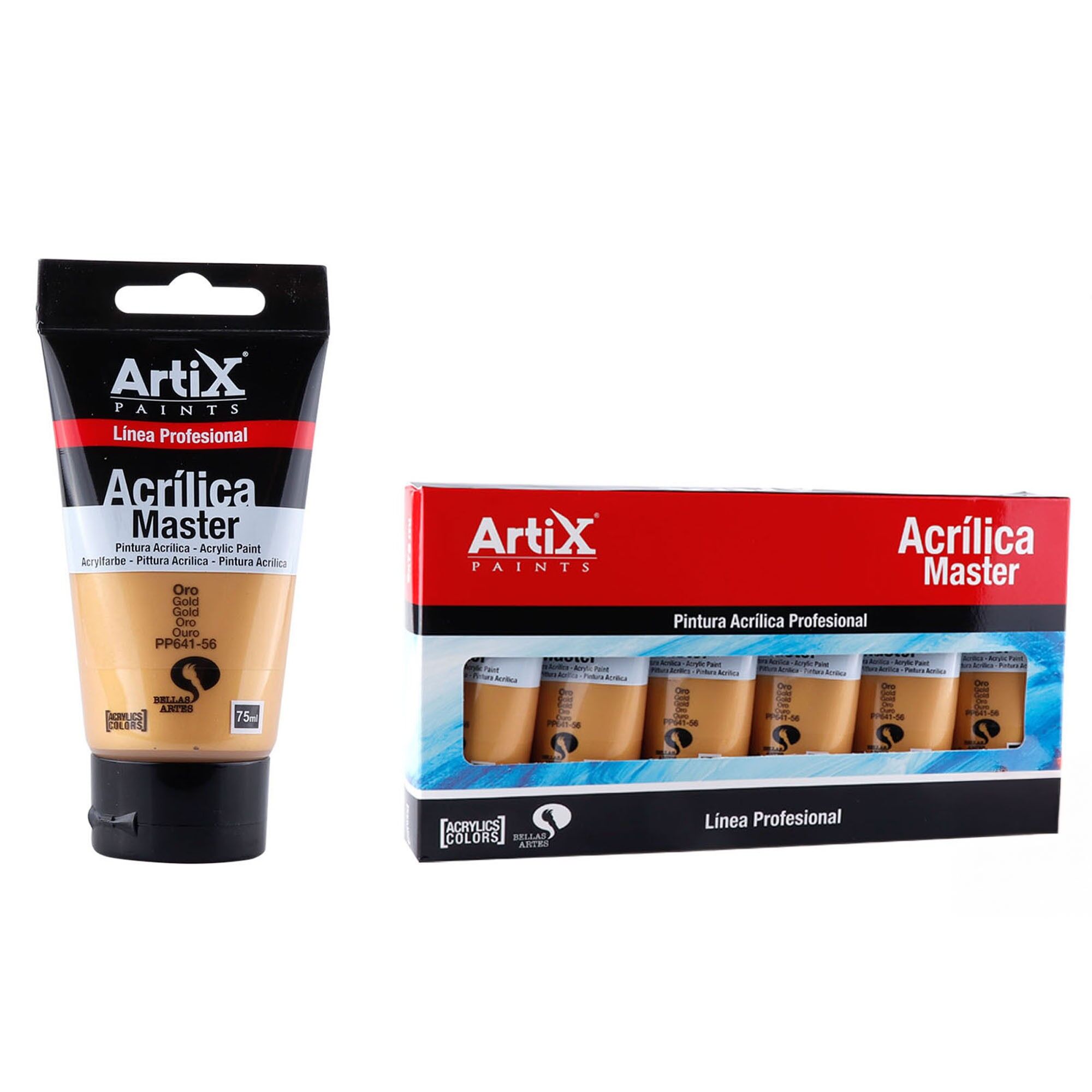 Paquet de 6 unités.PEINTURE ACRYLIQUE EXPERT 75 ml OR