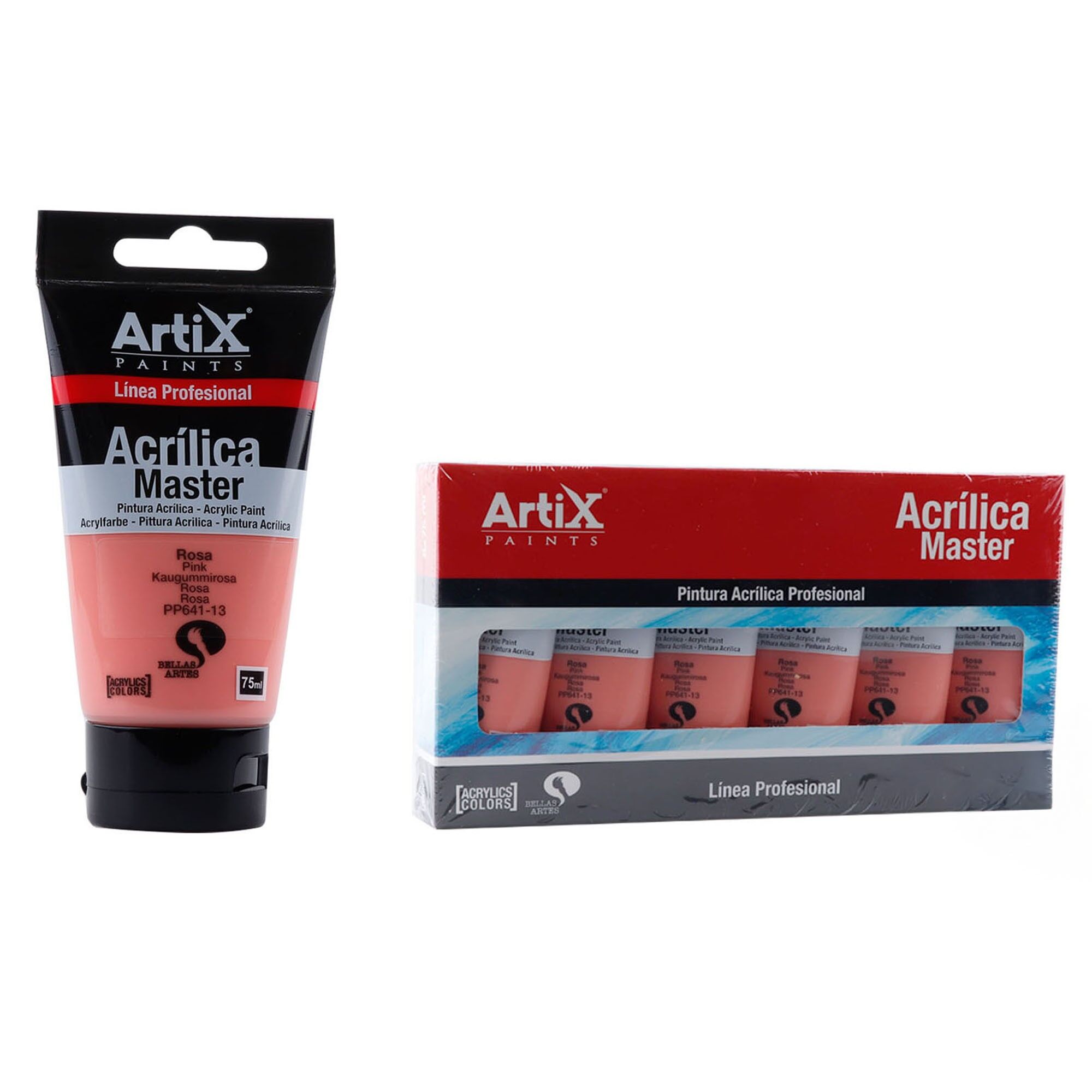 Packung mit 6 Einheiten.EXPERT ACRYLFARBE 75 ml ROSA