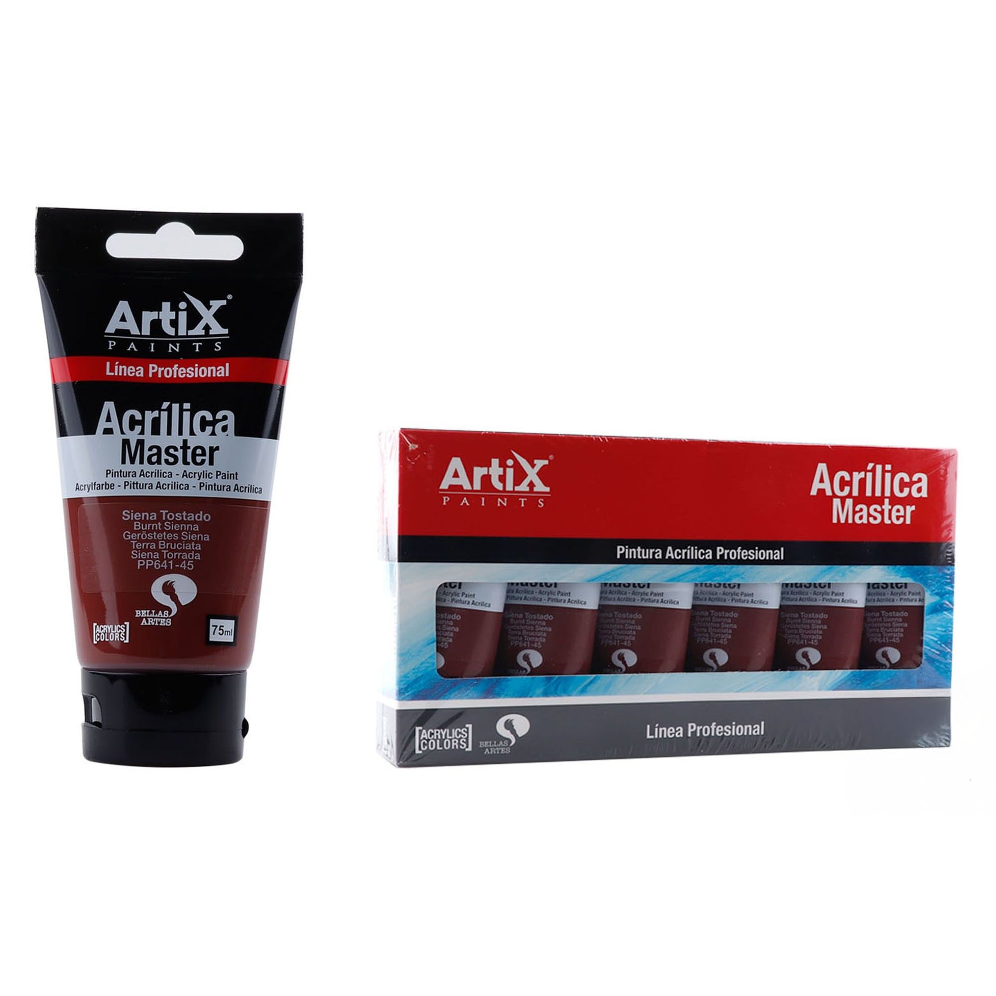 Paquet de 6 unités.PEINTURE ACRYLIQUE EXPERT 75 ml TOAST SIENA