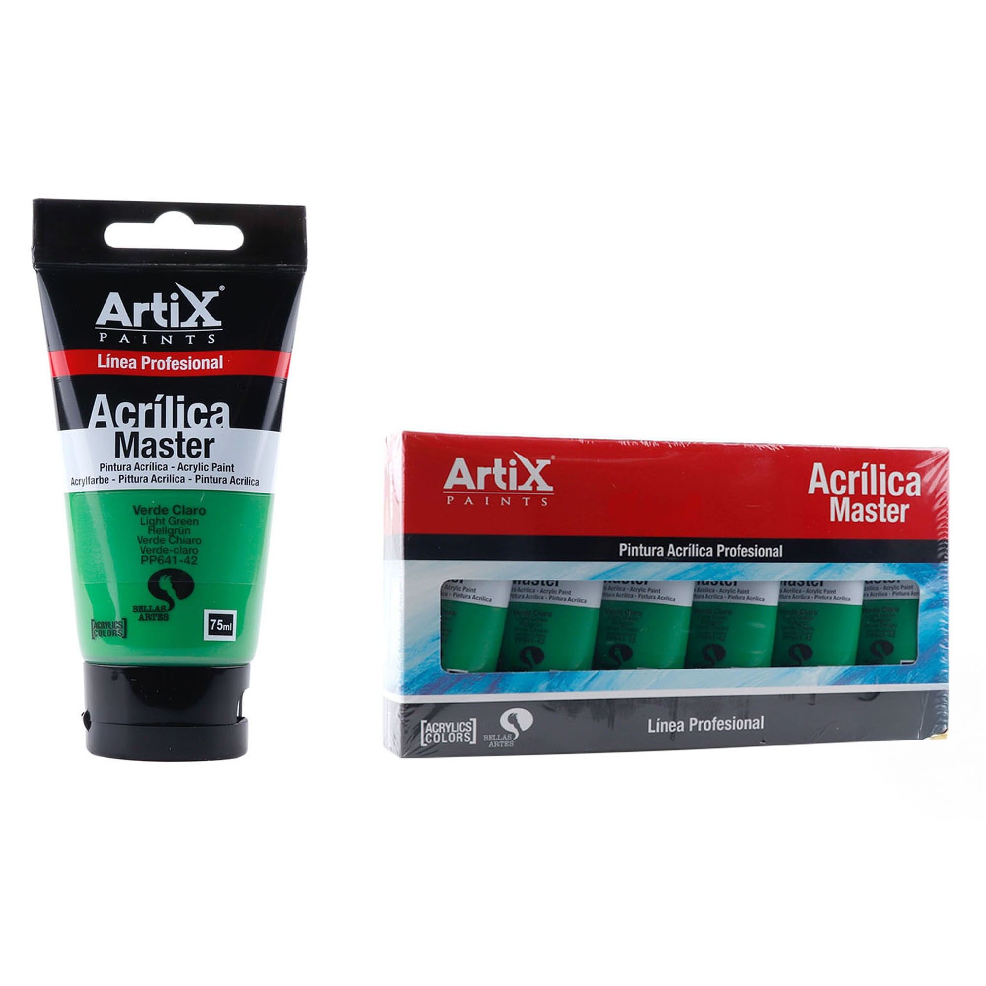 Packung mit 6 Einheiten.EXPERT ACRYLFARBE 75 ml HELLGRÜN