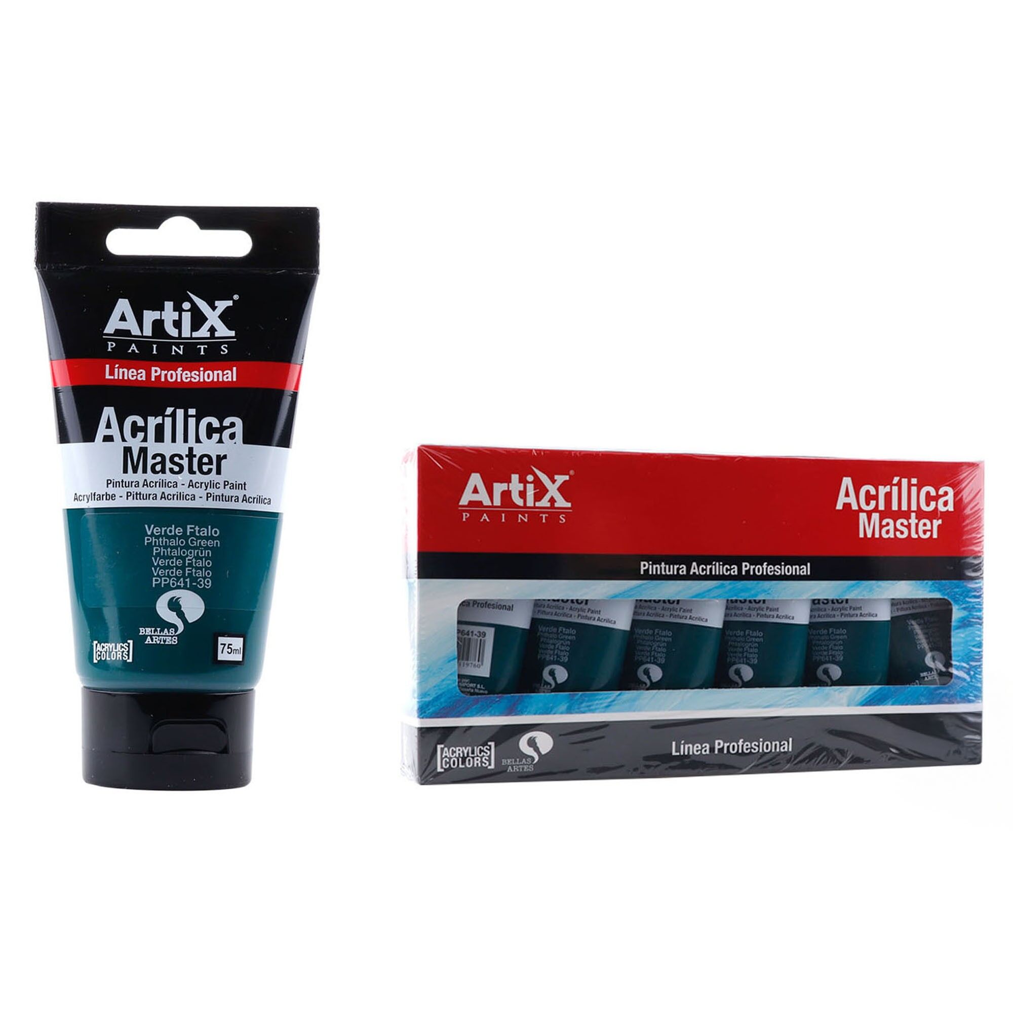 Paquet de 6 unités.PEINTURE ACRYLIQUE EXPERT 75 ml VERT PHTAL