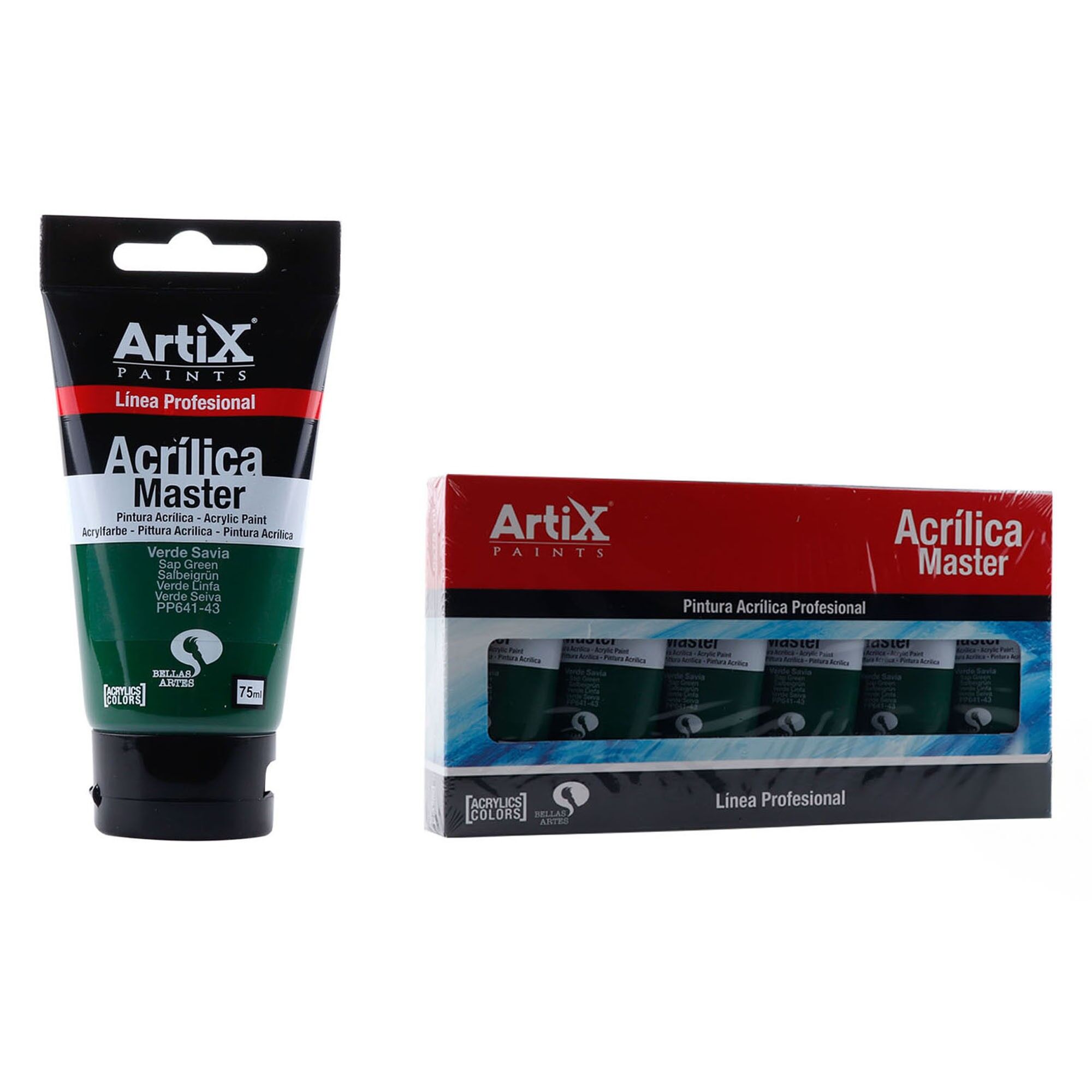 Paquet de 6 unités.PEINTURE ACRYLIQUE EXPERT 75 ml VERT SÈVE