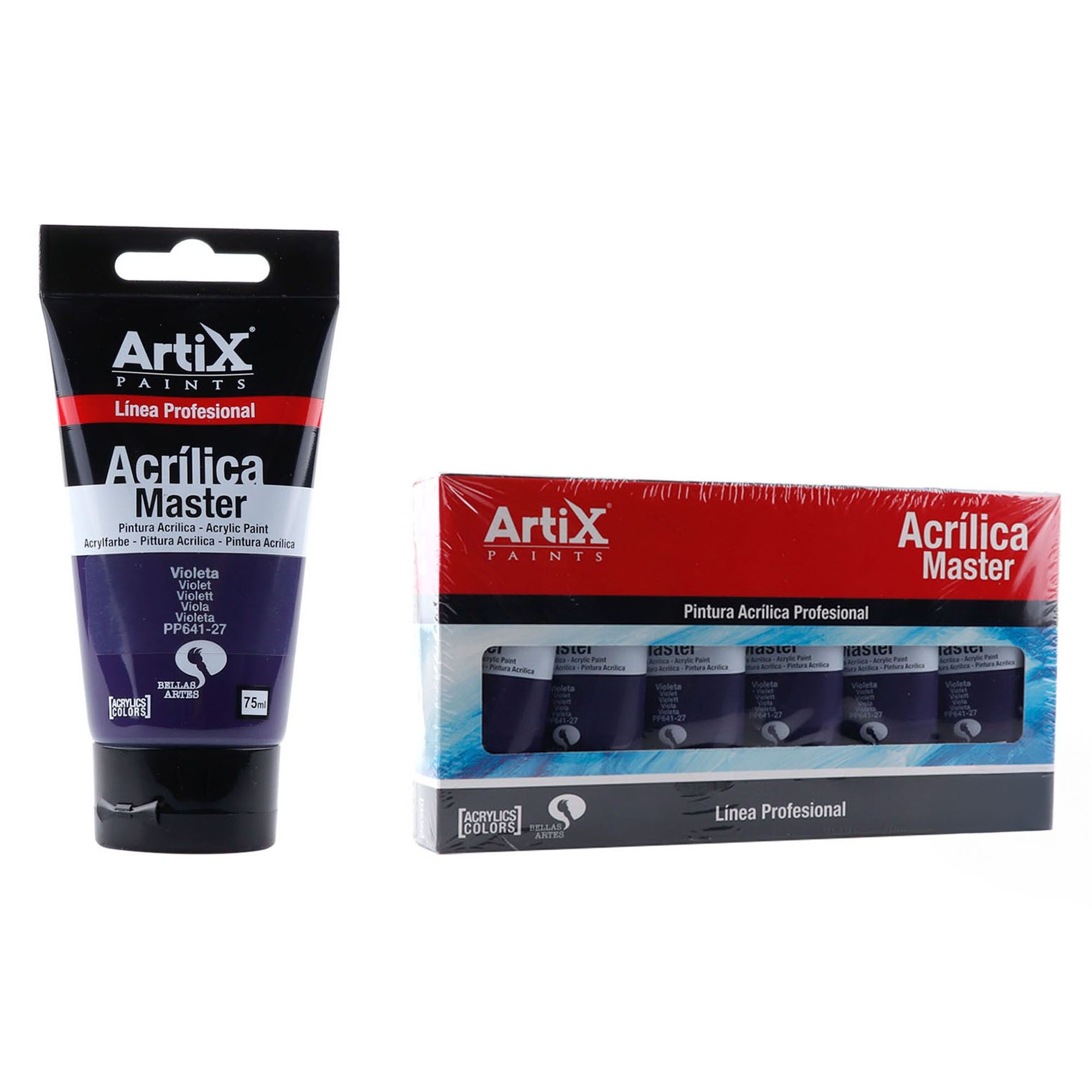 Paquet de 6 unités.PEINTURE ACRYLIQUE EXPERT 75 ml VIOLET