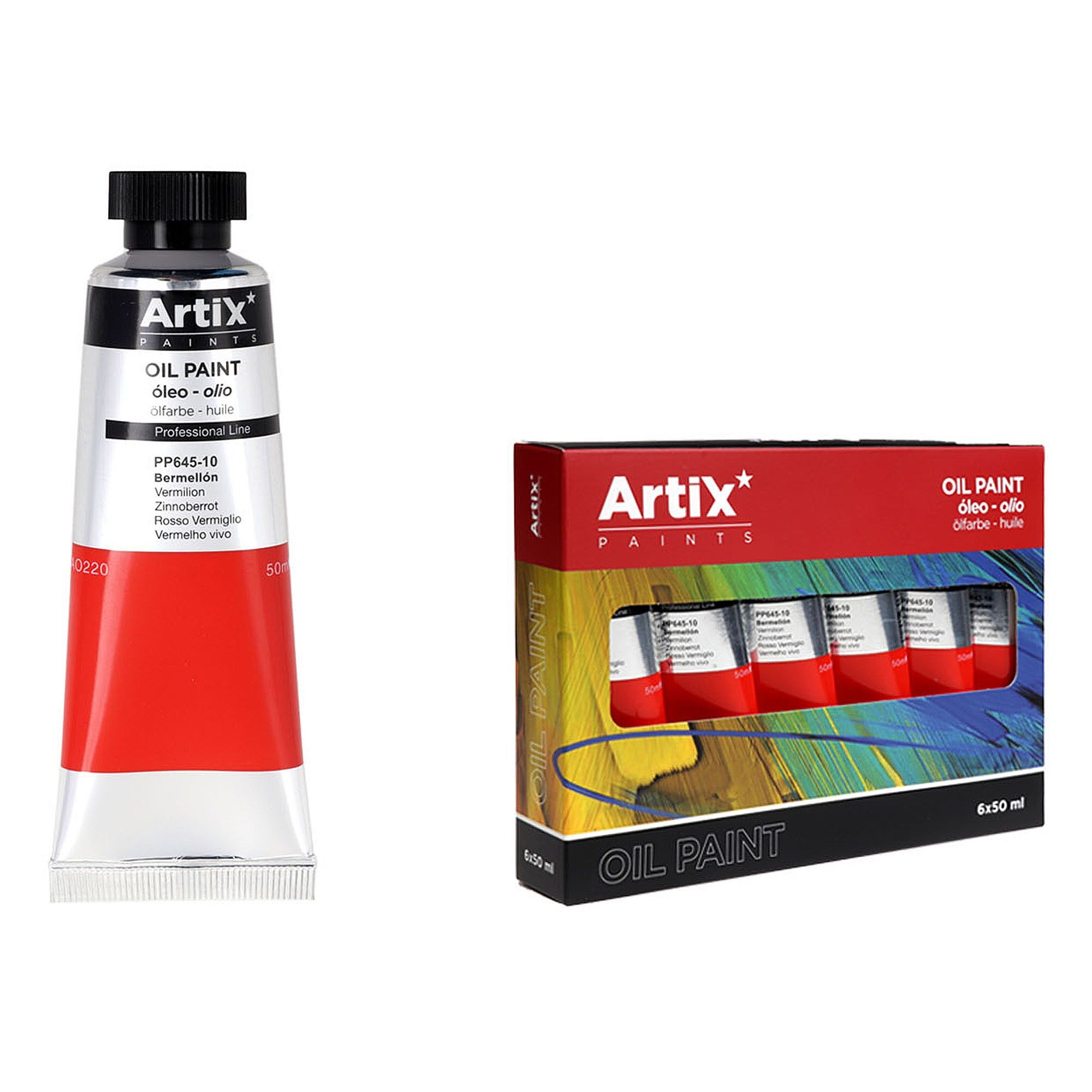 Packung mit 6 Einheiten.EXPERT ÖLFARBE 50 ml ZINNOBERROT