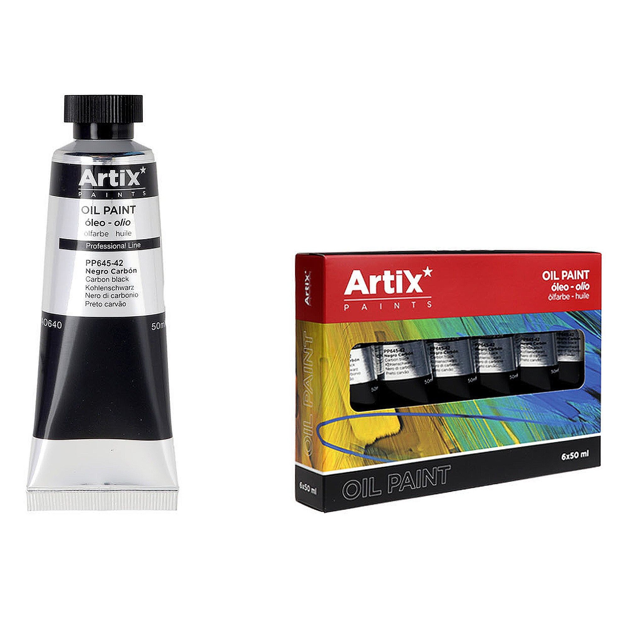 Packung mit 6 Einheiten.EXPERT ÖLFARBE 50 ml ANTHRAZITSCHWARZ