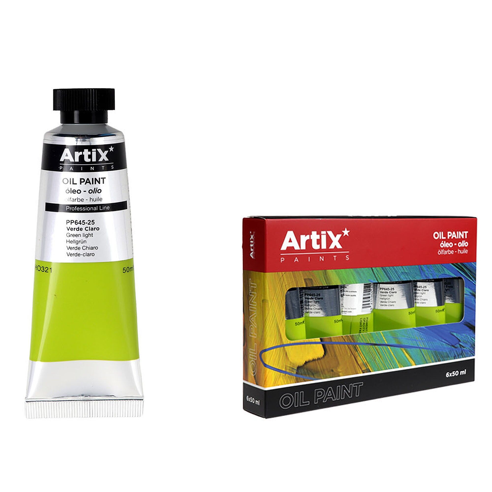 Packung mit 6 Einheiten.EXPERT ÖLFARBE 50 ml HELLGRÜN