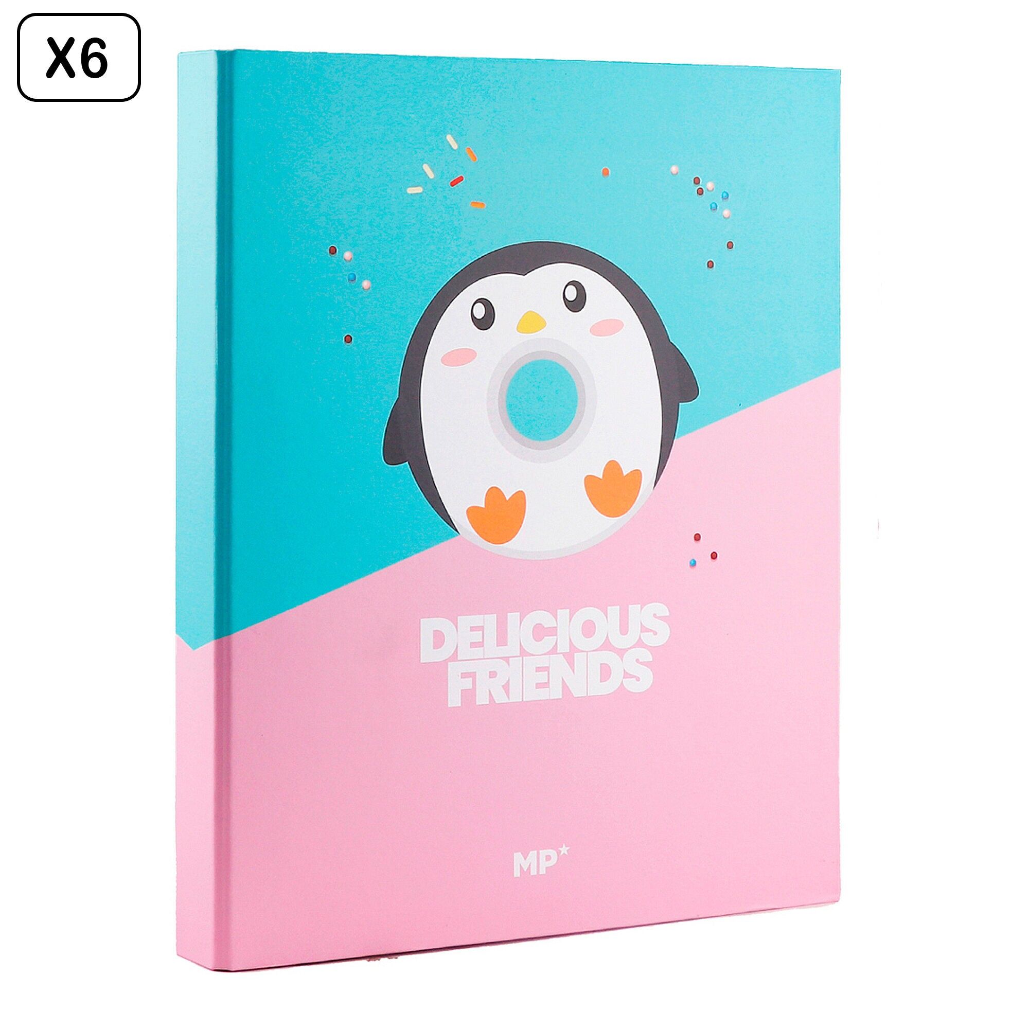 6er-Packung 4-Ring-Kartonordner mit „Delicious Friends“-Pinguin-Motiv