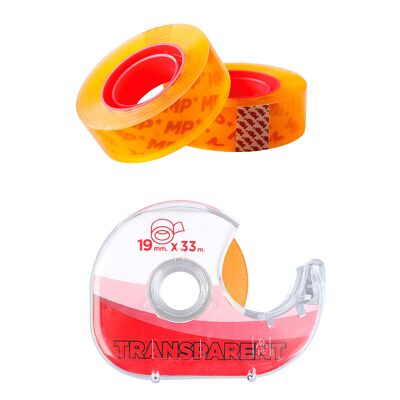 SET DI 2 NASTRI ADESIVI TRASPARENTI CON DISPENSER
