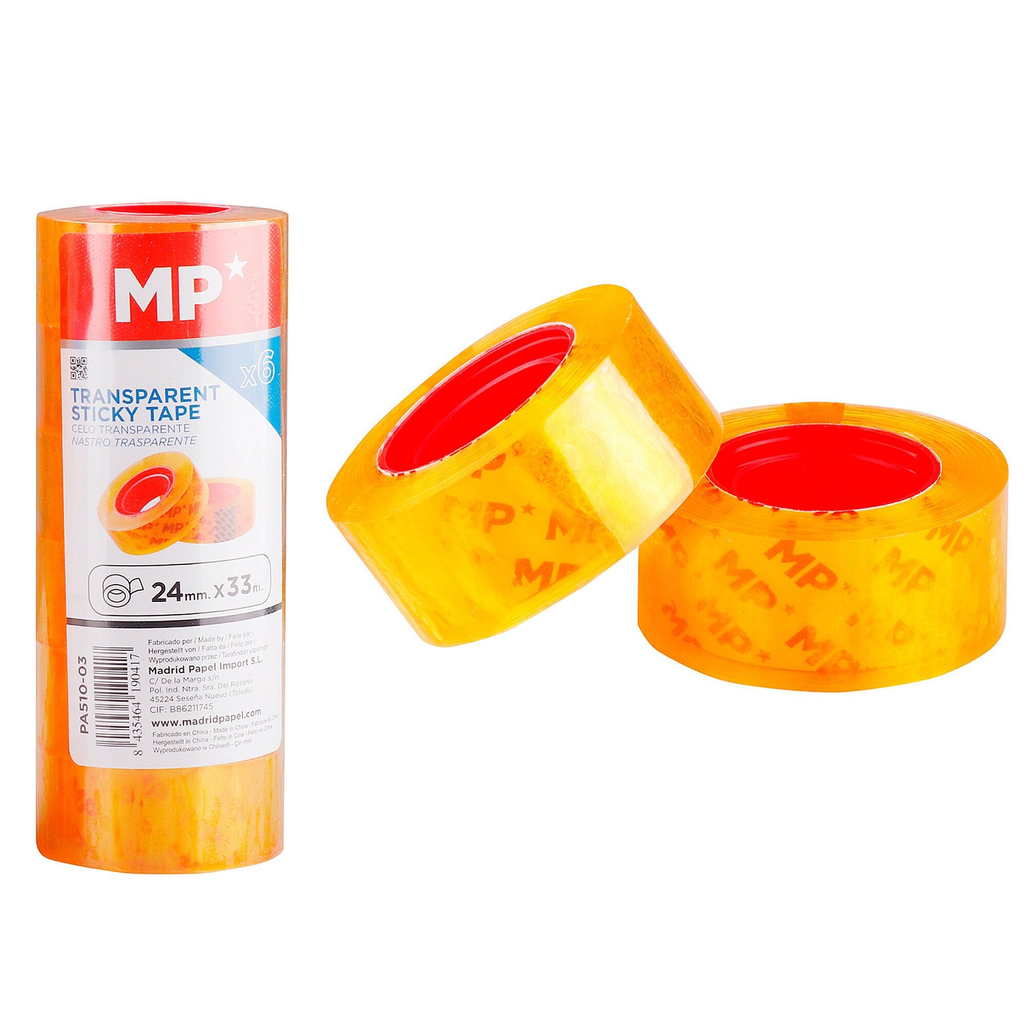 SET 6 Stück TRANSPARENTES KLEBEBAND 24 mm x 33 m