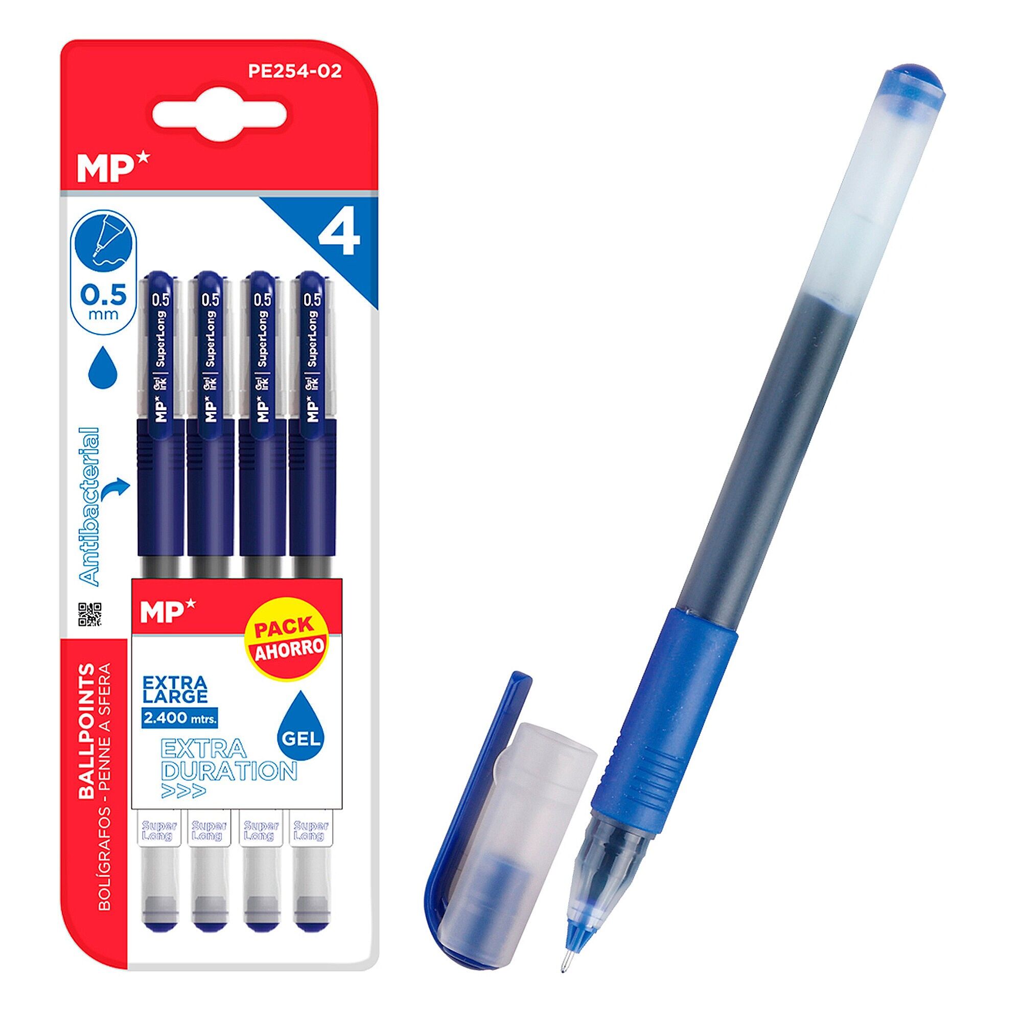Gel-Tintenstifte-Set, 0 Punkte.5 mm 4 Stück blau.