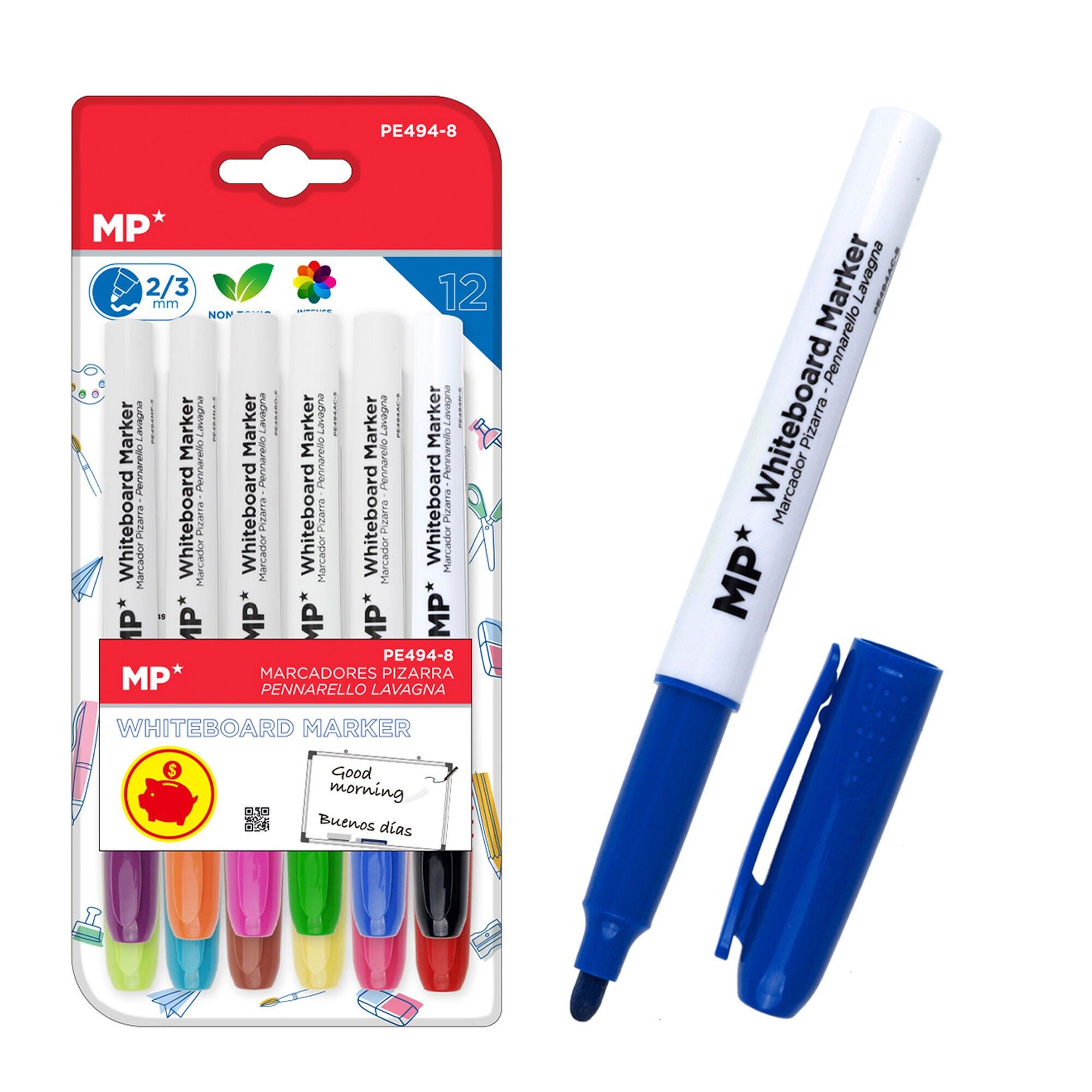 12-teiliges Whiteboard-Marker-SetVERSCHIEDENE FARBEN