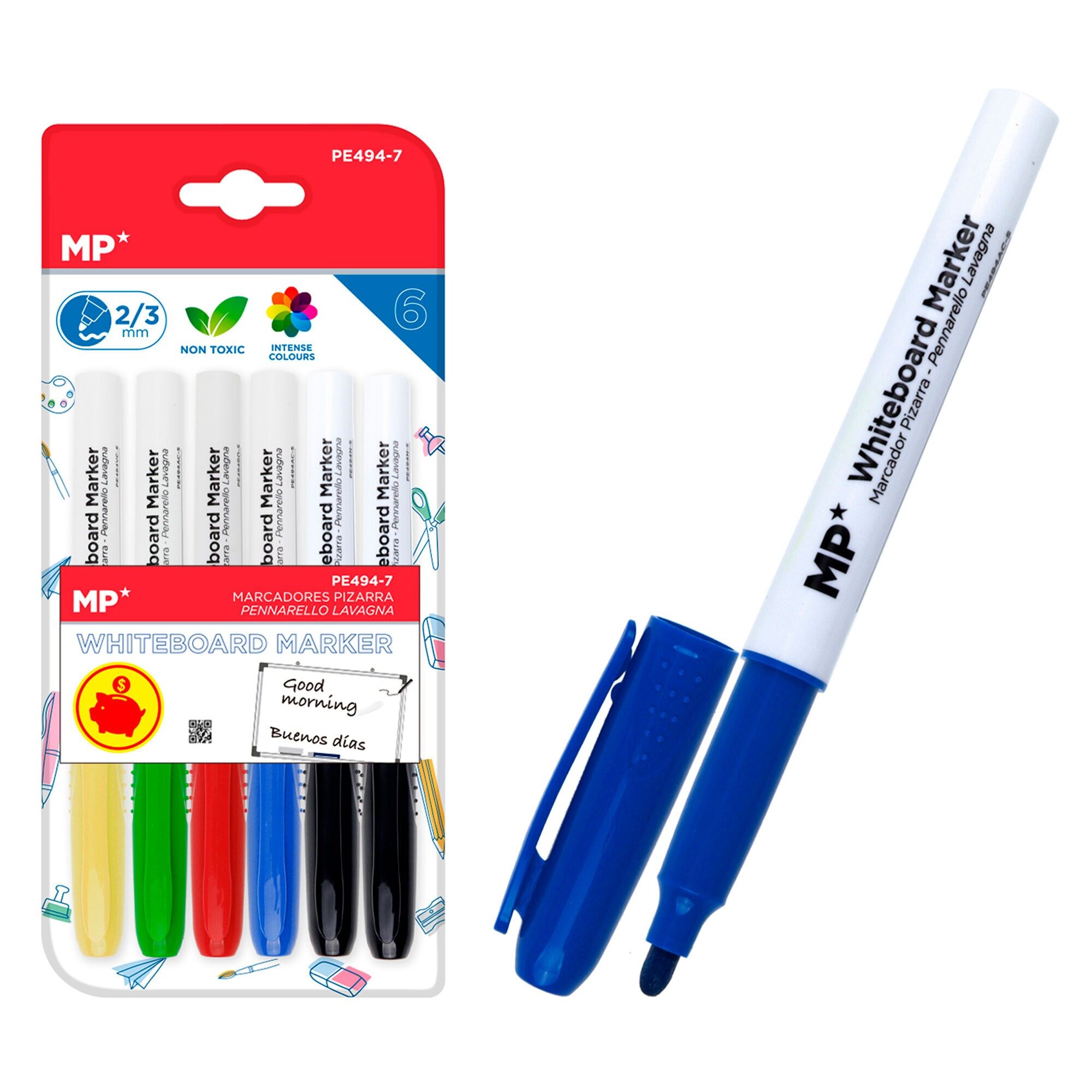 6-teiliges Whiteboard-Marker-SetVERSCHIEDENE FARBEN