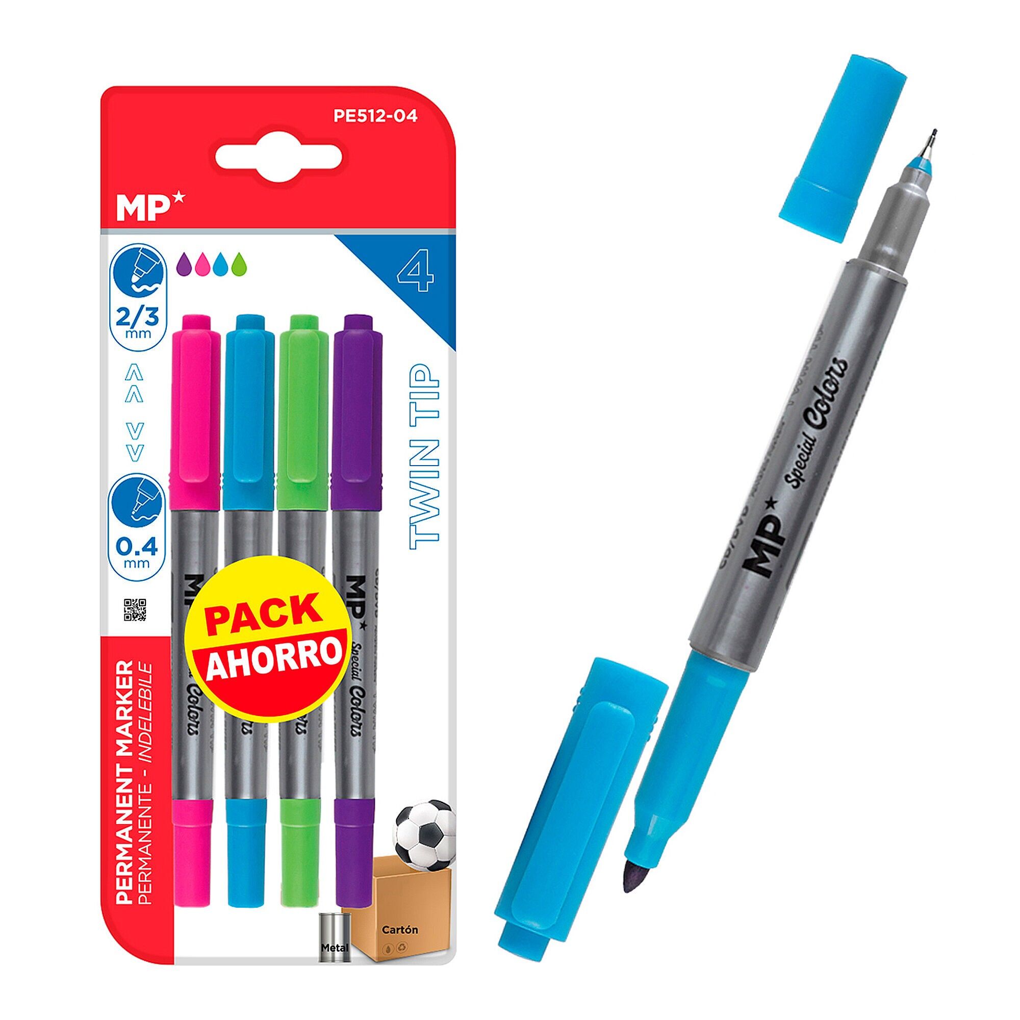 Doppelspitzen-Permanentmarker-Set, 4-tlg.