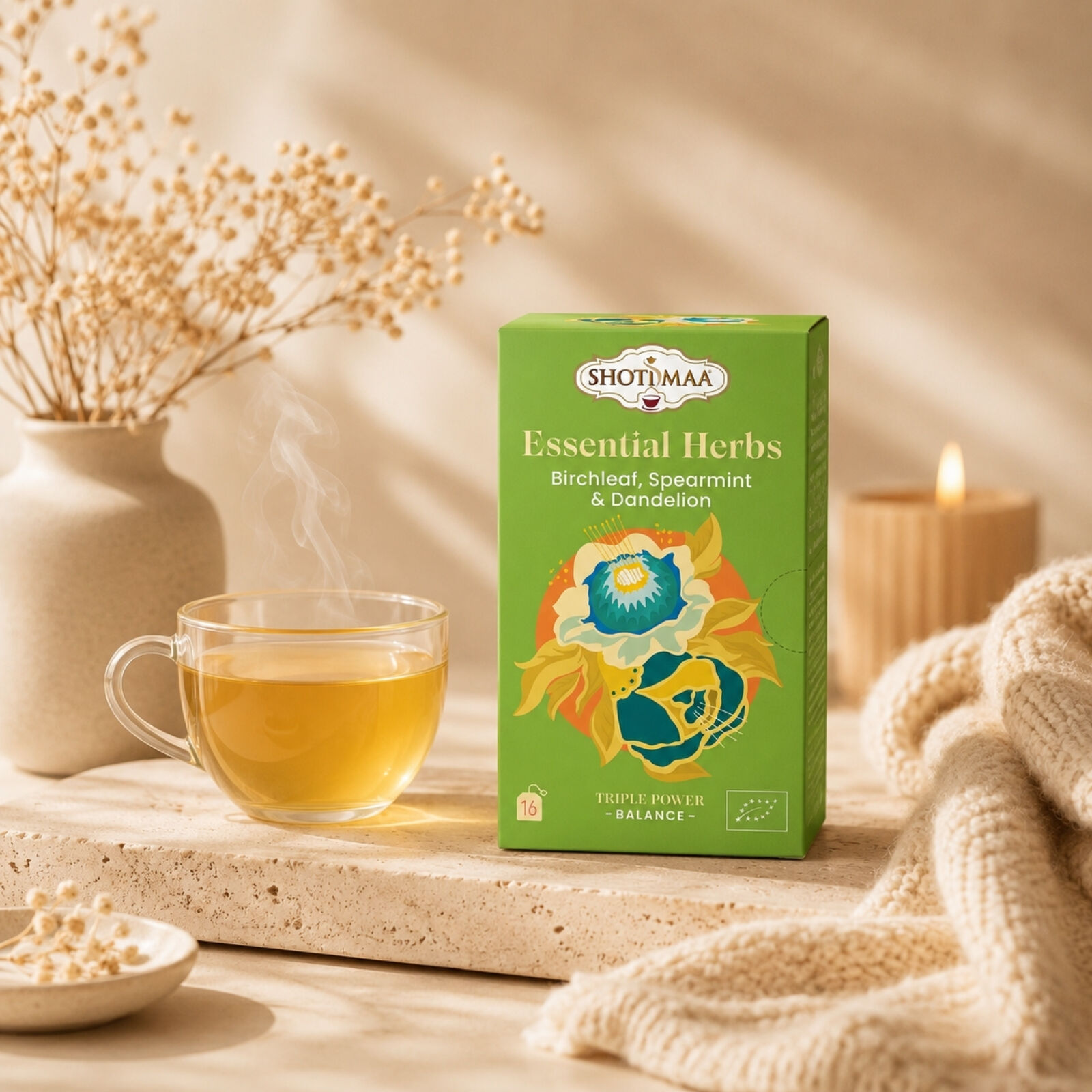 EBasic balance – Organic birch, mint & dandelion herbal tea - Fresh and aromatic infusion to purify the body and restore harmony and well-being on a daily basis.