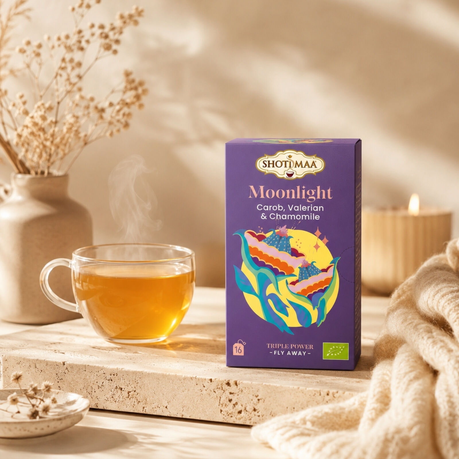 Good Night – Organic Carob, Valerian & Chamomile Infusion | Relaxing herbal tea with gentle plants to calm the mind, relax and promote peaceful sleep