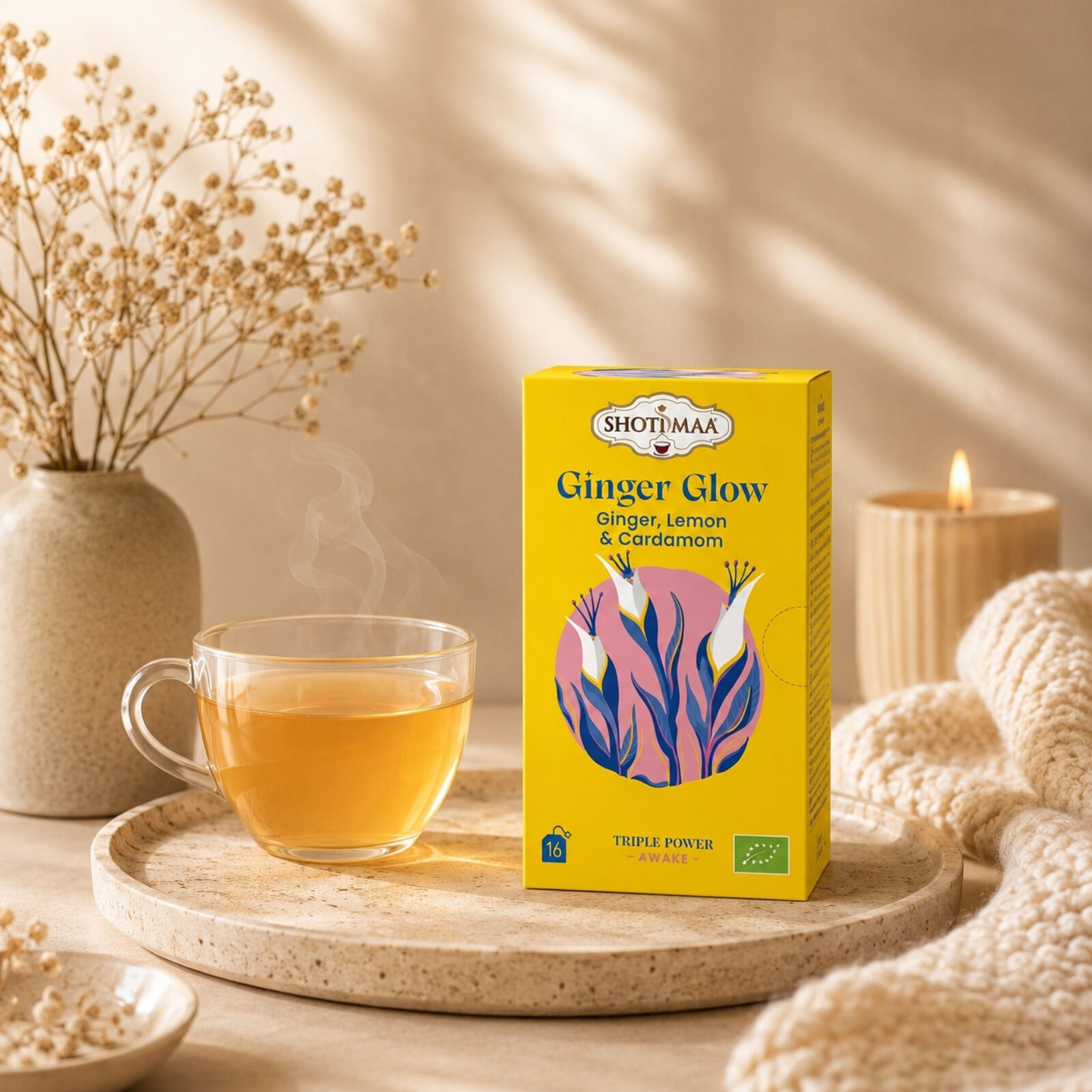 Ginger Glow – Organic ginger, lemon & cardamom infusion | Fresh and spicy herbal tea that revitalizes the body, balances digestion and restores energy and vitality