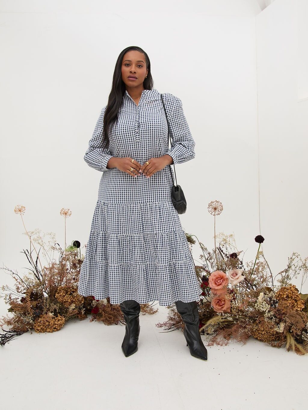 Vestido midi de cuadros vichy Joni