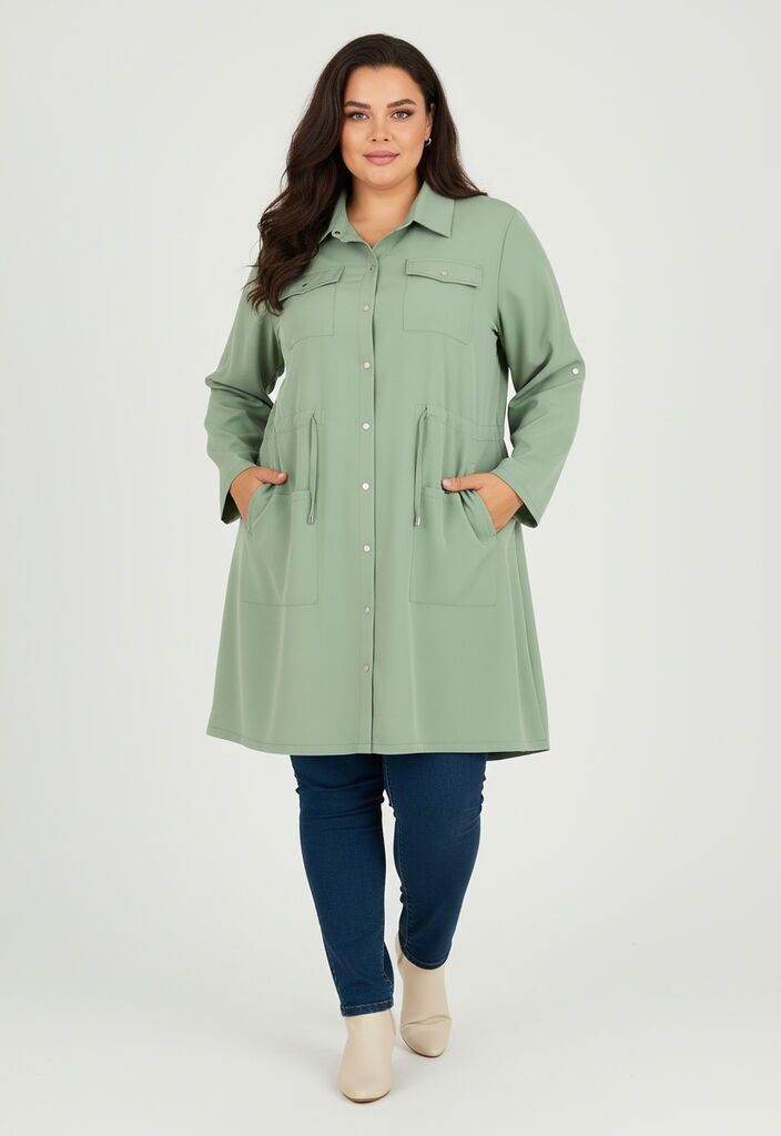 Veste-Robe verte grande taille (C6525)