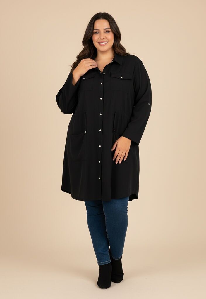 Veste-Robe noir grande taille (C6525)