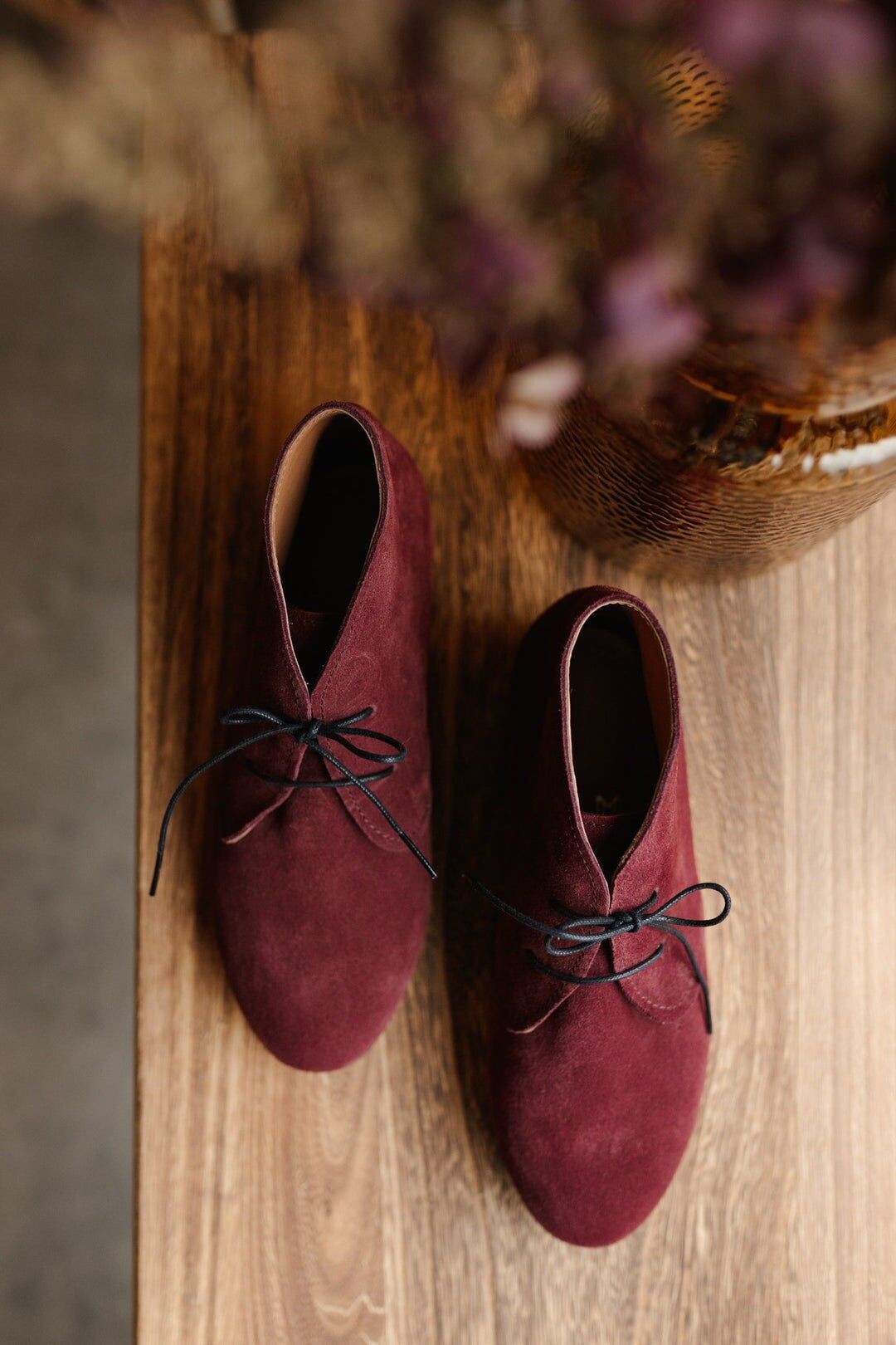 Handgefertigte Wildleder Damenstiefel - Malin - Burgunderrot 35-42