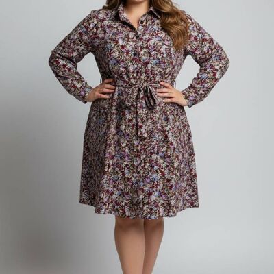 Robe-chemise grande taille imprimé violet (C6516)