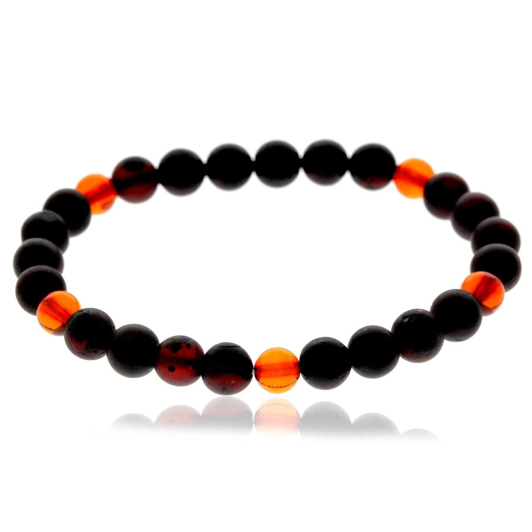 Echtes baltisches Bernsteinarmband mit elastischen Perlen für Männer / Unisex – MB028