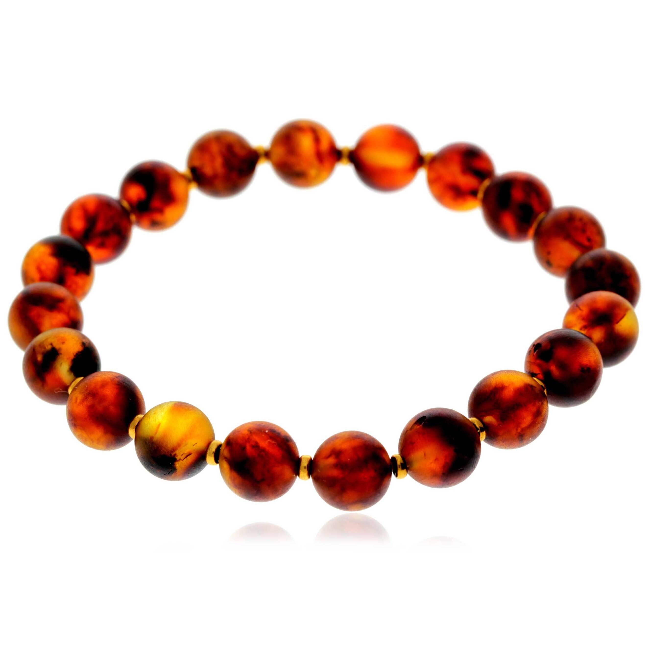 Echtes baltisches Bernsteinarmband mit elastischen Perlen für Männer / Unisex – AMB001