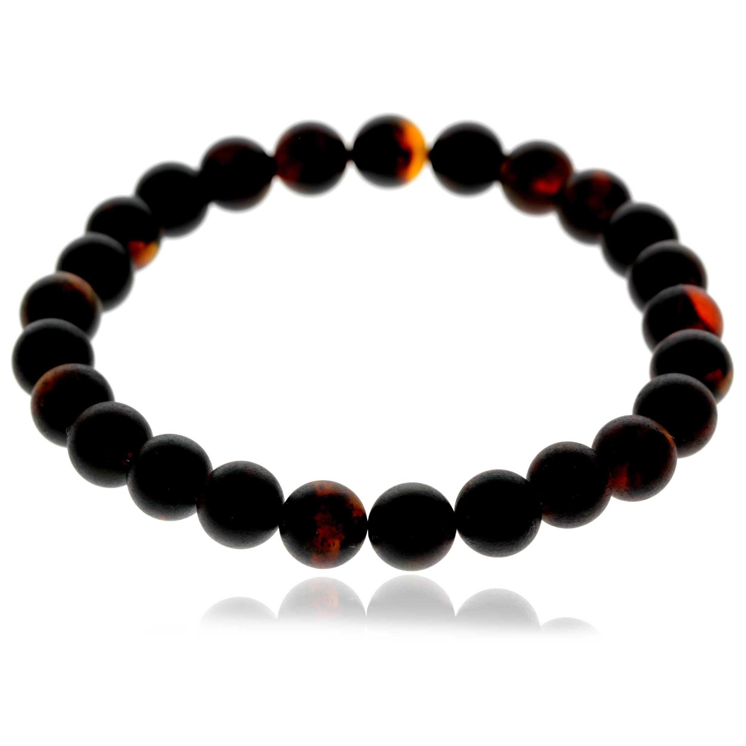 Echtes baltisches Bernsteinarmband mit elastischen Perlen für Männer / Unisex – AMB002