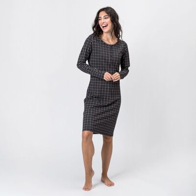 Camisón Algodón Orgánico delta checks negro Producto de Comercio Justo