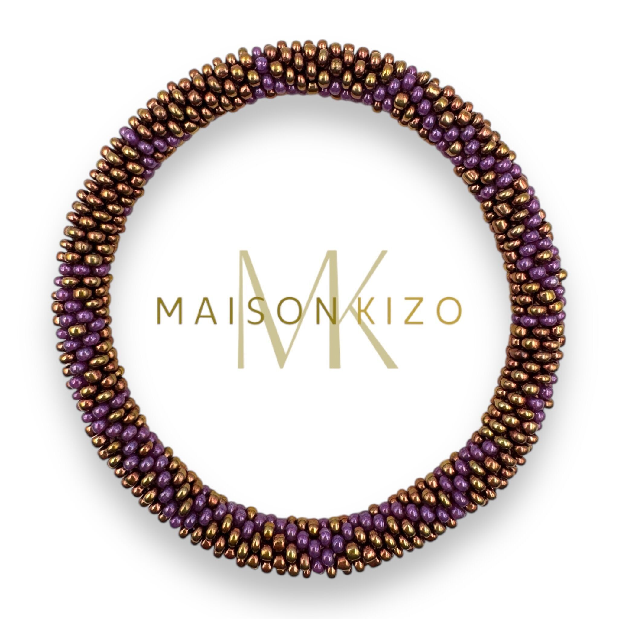 Pulsera nepalí morada y cobre dorado B48