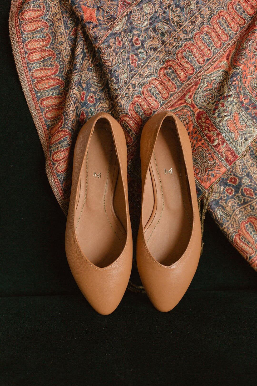 Bailarinas clásicas de piel hechas a mano - Audrey - Caramelo 34-42