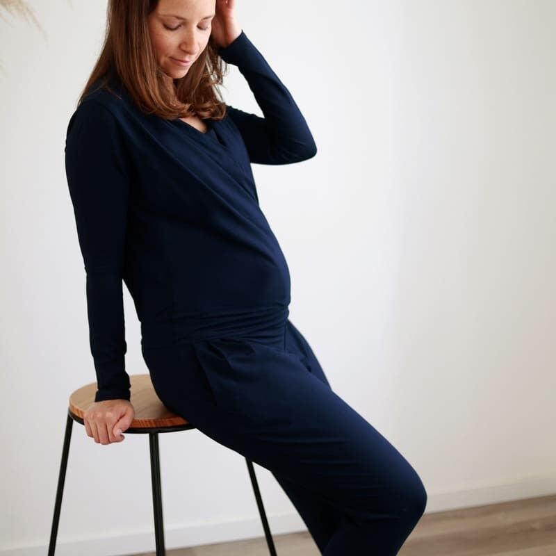 TUTA MATERNITÀ E ALLATTAMENTO MERYL MANICHE LUNGHE BLU MARINO