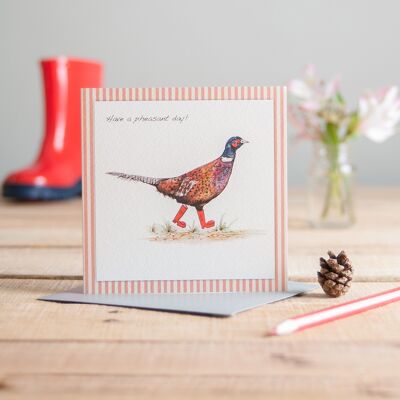 Pheasant In Boots Greetings Card