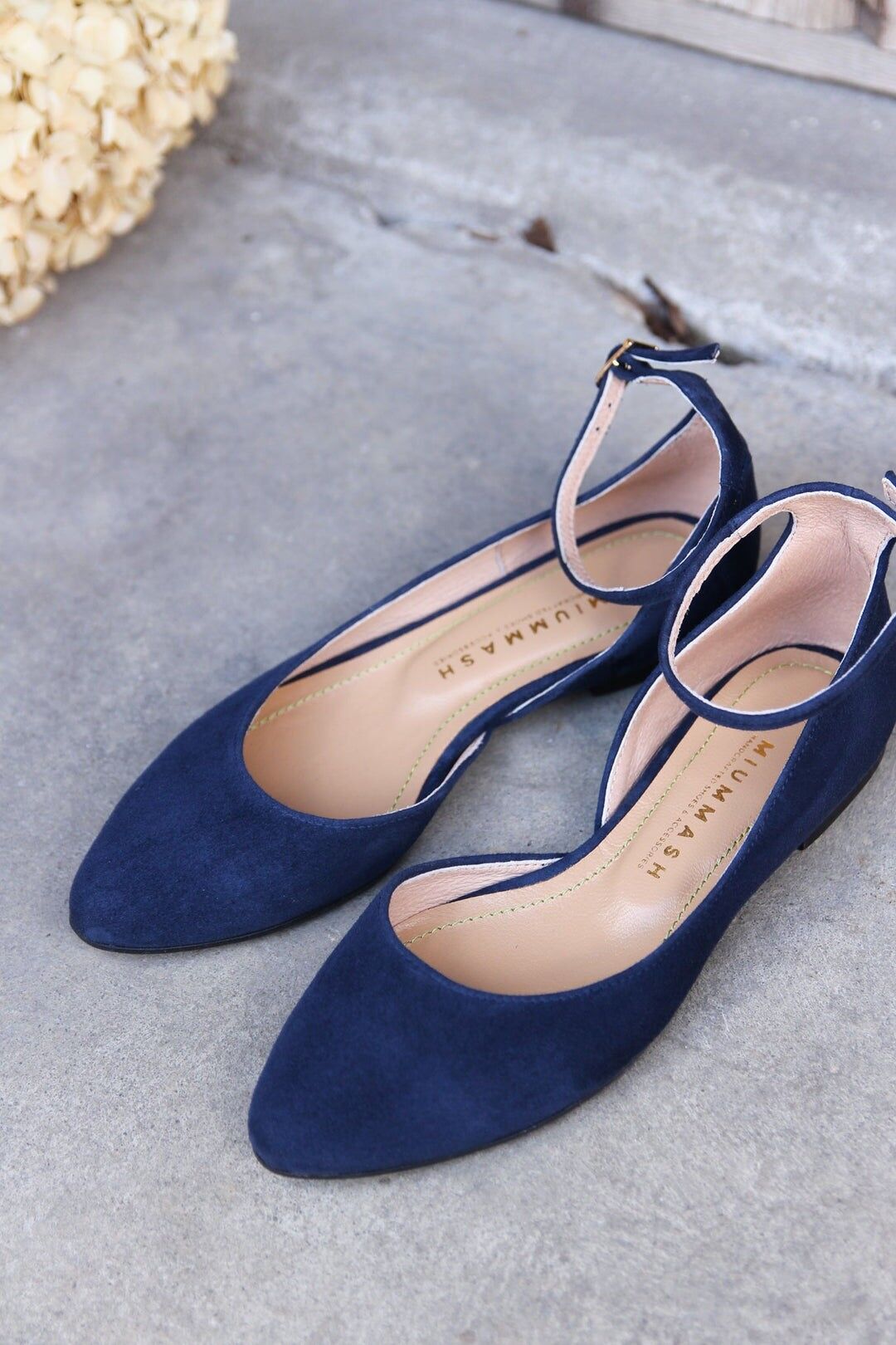 Bailarinas de ante hechas a mano - Grace - azul marino 35-42