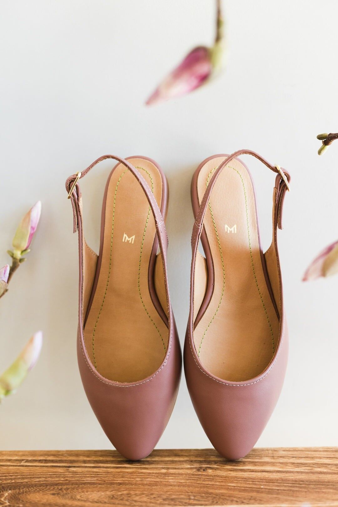 Bailarinas de piel hechas a mano - Oriana - Rosa empolvado 34-42