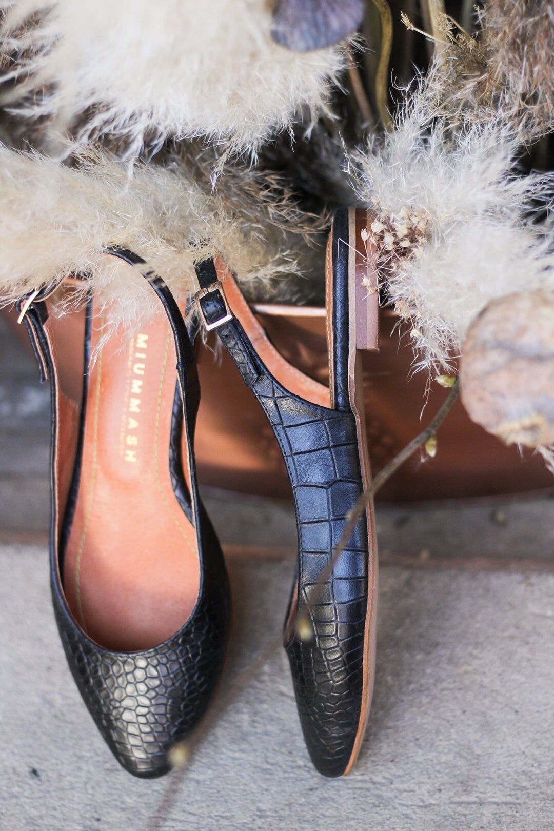 Bailarinas de piel hechas a mano - Oriana - Croco Negro 35-42