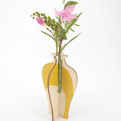 Ming-Vase - (hergestellt in Frankreich) aus Birkenholz und Reagenzglas aus Glas