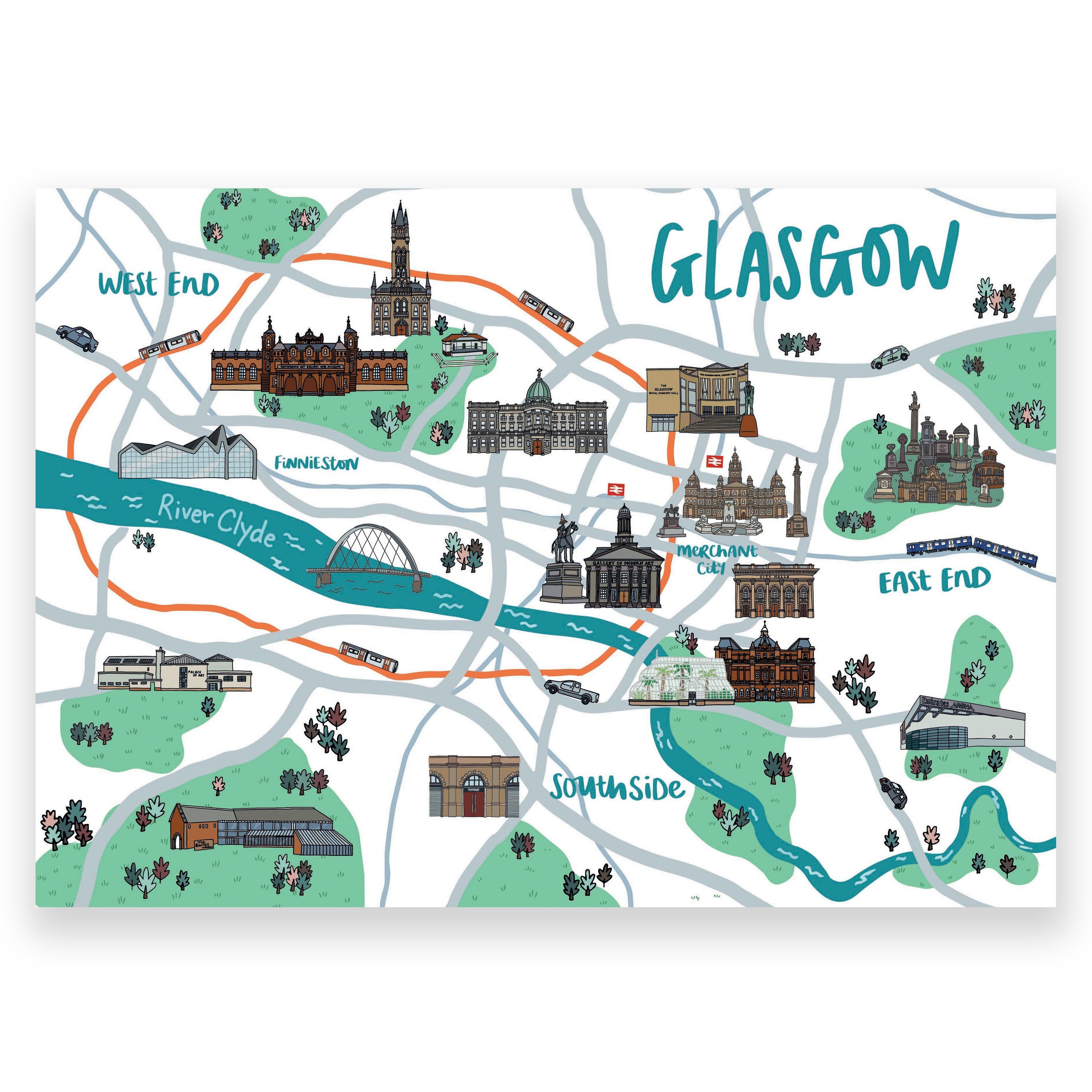 Glasgow Karte drucken