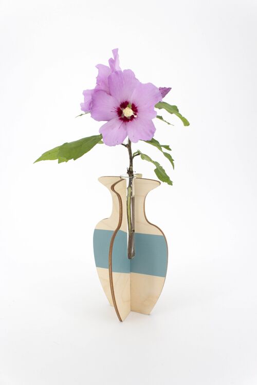 Vase Murano - (made in France) en bois de Bouleau et éprouvette en verre