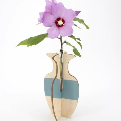 Murano-Vase - (hergestellt in Frankreich) aus Birkenholz und Reagenzglas aus Glas