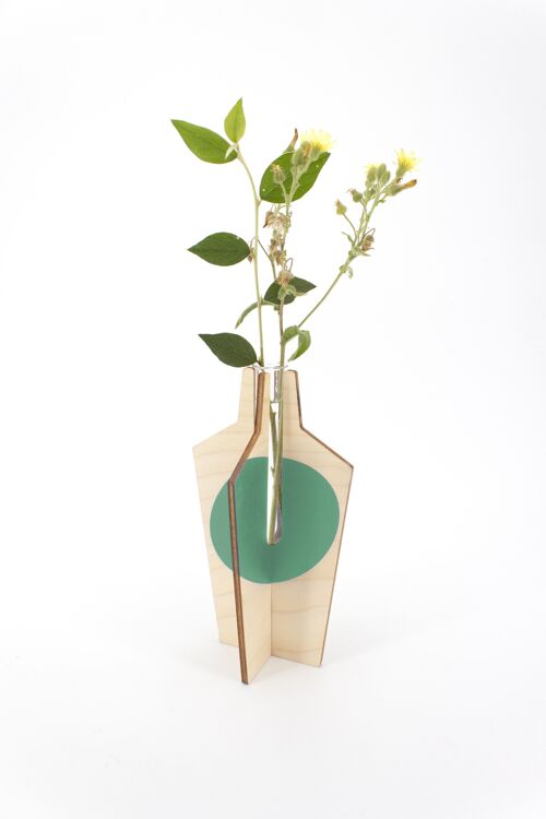 Vase Oslo - (made in France) en bois de Bouleau et éprouvette en verre