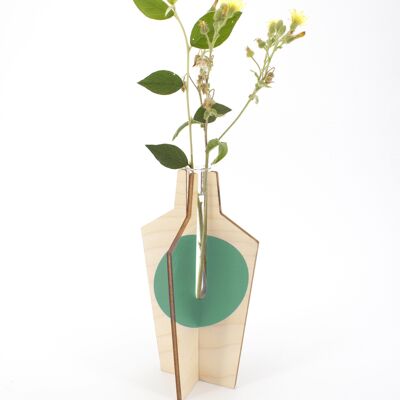 Vase Oslo - (made in France) en bois de Bouleau et éprouvette en verre