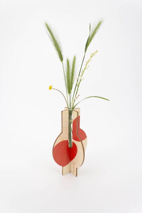 Vase Granada - (made in France) en bois de Bouleau et éprouvette en verre