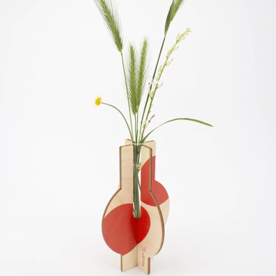 Granada Vase - (hergestellt in Frankreich) aus Birkenholz und Reagenzglas aus Glas