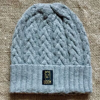 Slouchy Cable Knit Hat – Grey