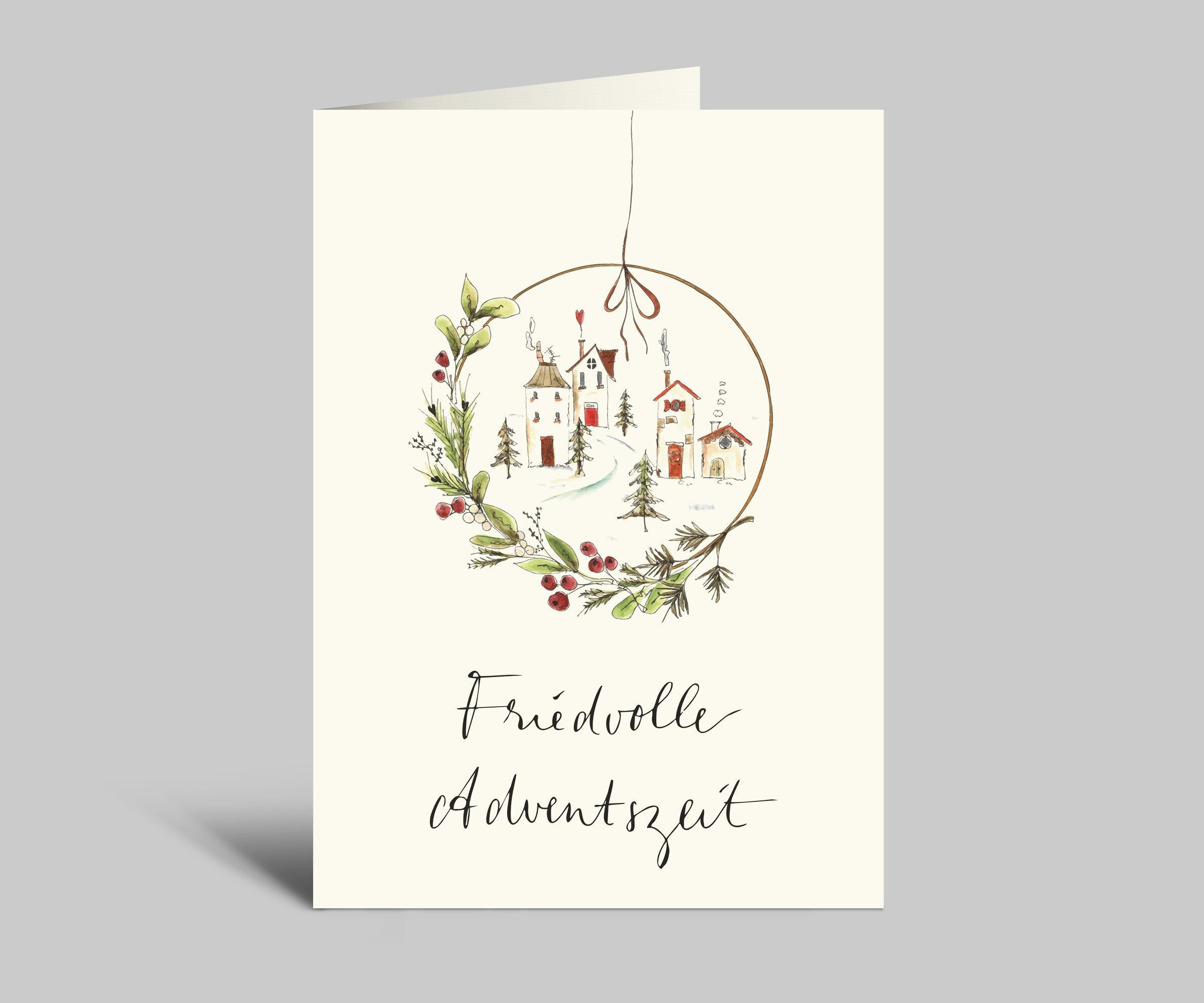 Tarjeta de Adviento | Un Adviento tranquilo | Tarjeta navideña plegable con sobre