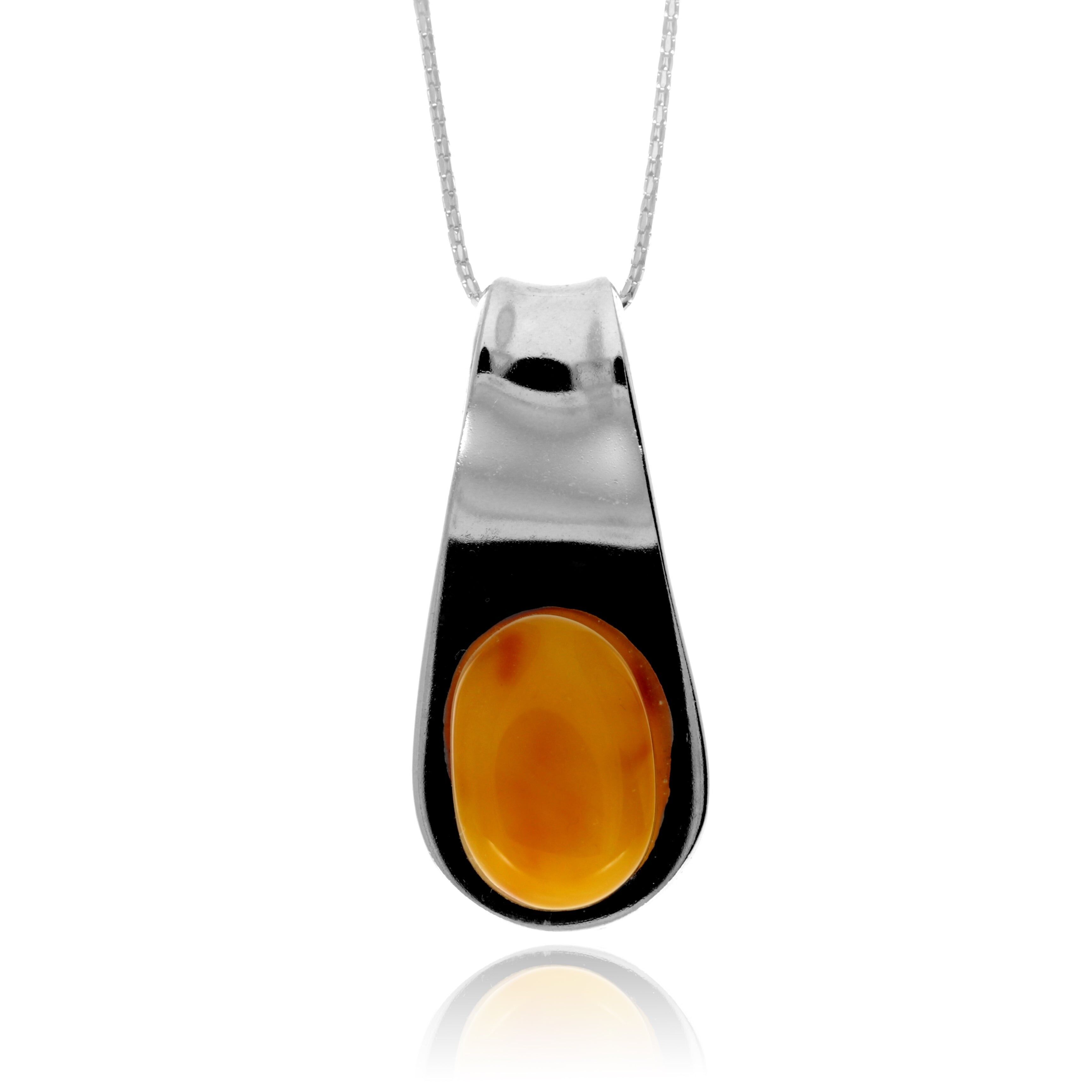 Exklusiver, einzigartiger Anhänger aus 925er Sterlingsilber und echtem baltischen Zitronenbernstein – PD2608