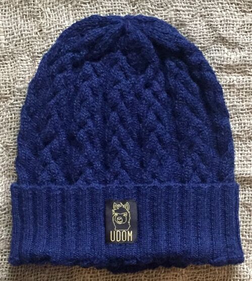 Slouchy Cable Knit Hat – Navy Blue