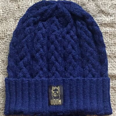 Cappello morbido lavorato a maglia a trecce – Blu navy