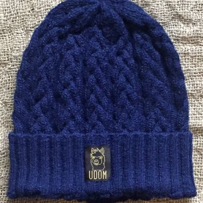 Slouchy Cable Knit Hat – Navy Blue